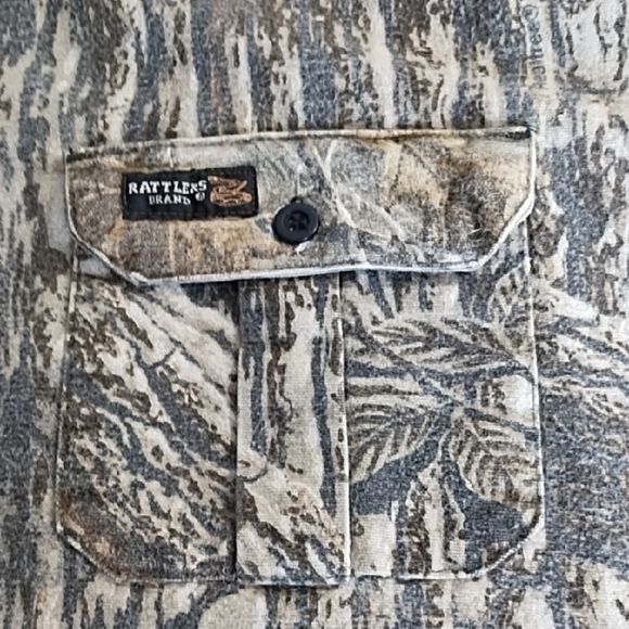 Camo Brushed Denim Canvas Hunting Button Up Shirt Jacket Rattlers - Picture 3 of 13